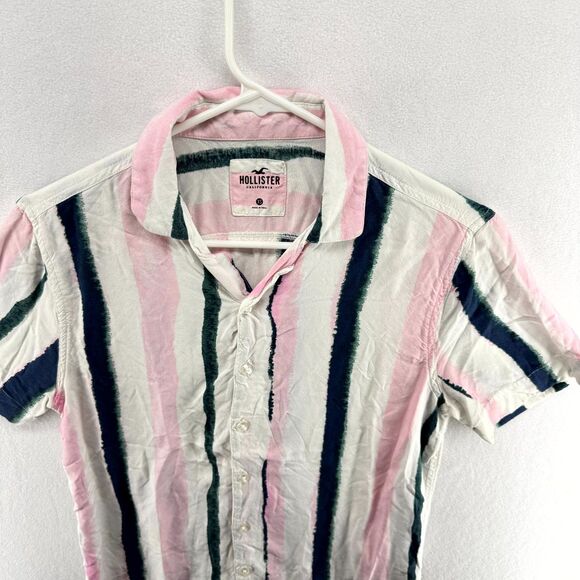 Hollister Light‎ Pink, White Short Sleeved Button Down Mens Size XS - Picture 7 of 12